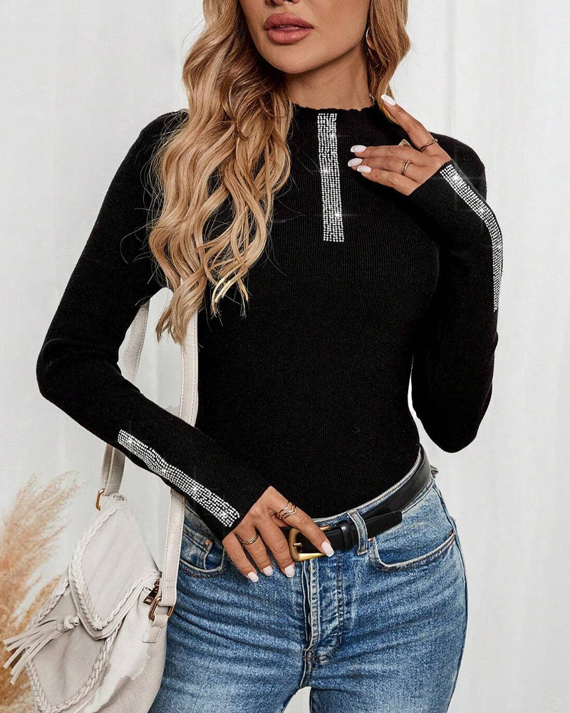 Hot Diamond Long-Sleeved Bottoming Top