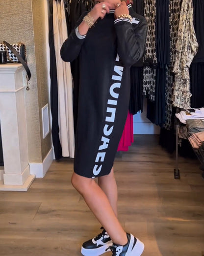 Letter print casual dress