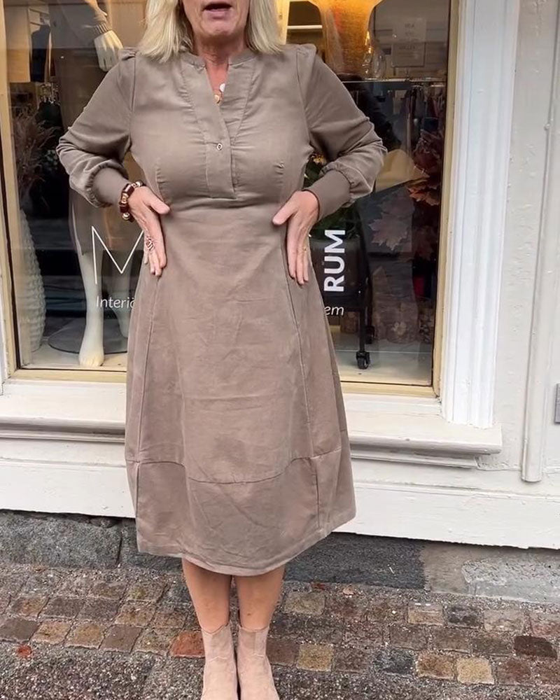 Casual Retro Long Sleeve Dress