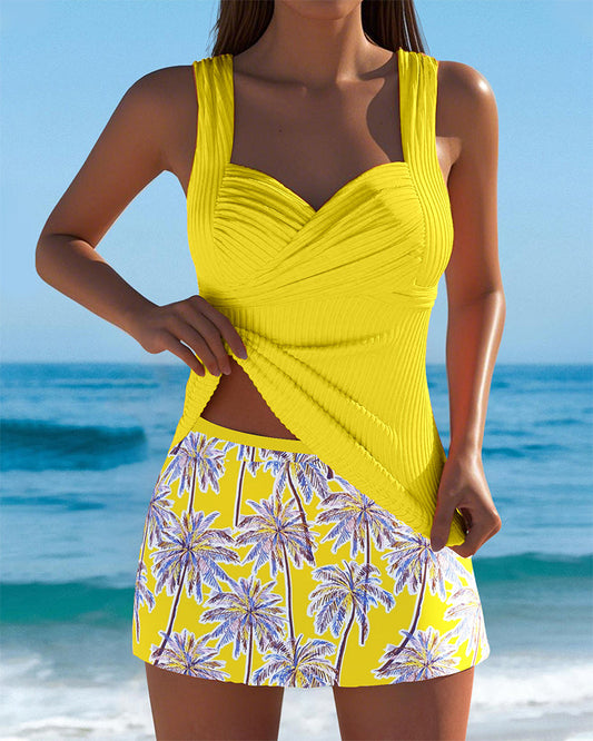 Two-Piece Coconut Palm Print Tankini