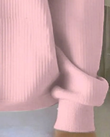 Long-Sleeved Button-Down V-Neck Sweatshirt