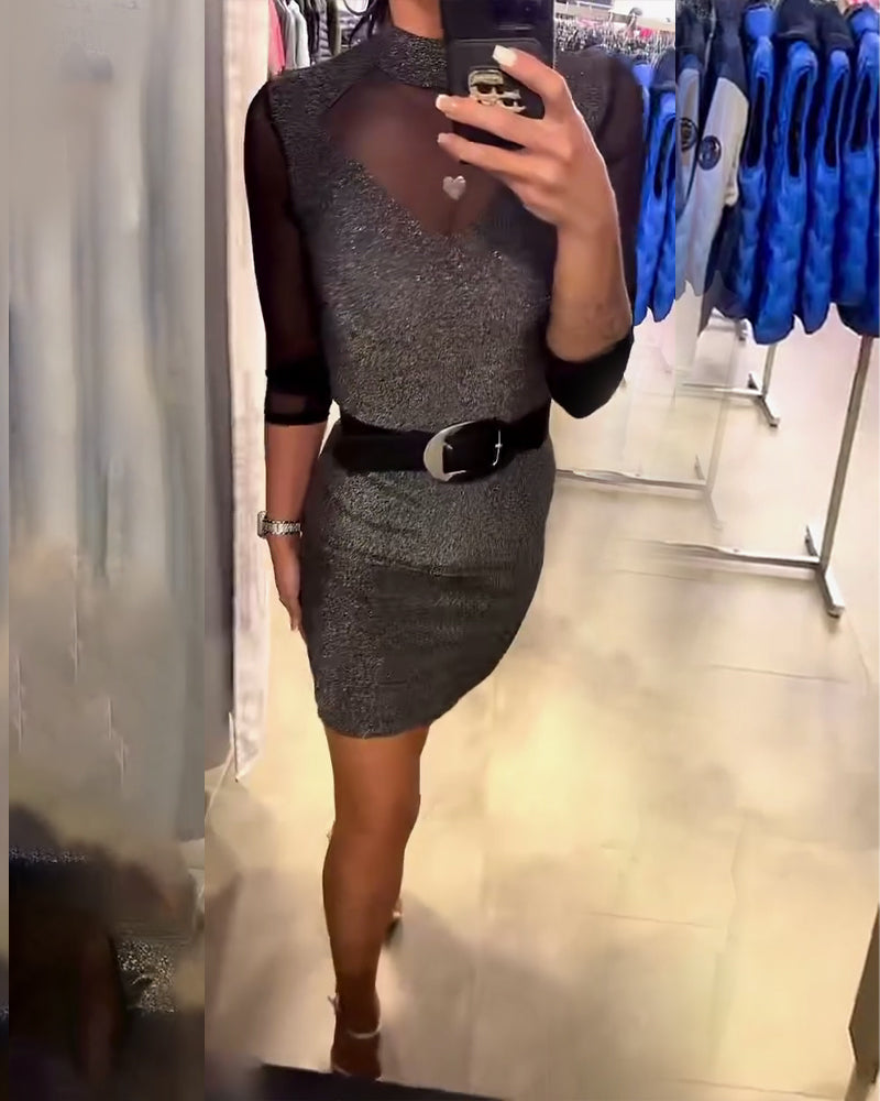 Elegant Solid Color Long-Sleeved Dress