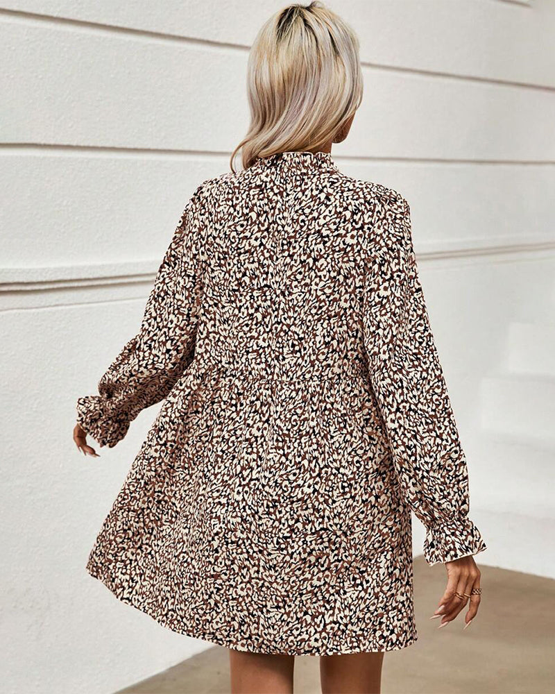 Leopard Print Temperamental V-Neck Dress