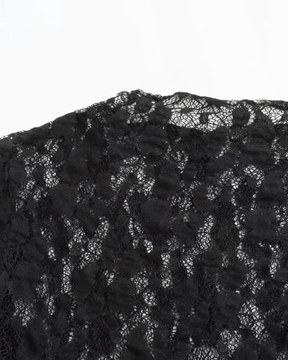 Round Neck Long Sleeve Lace Bodysuit