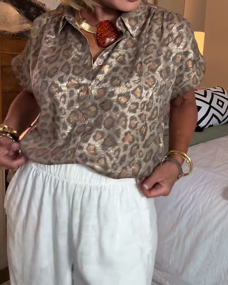 Casual Leopard Print Blouse
