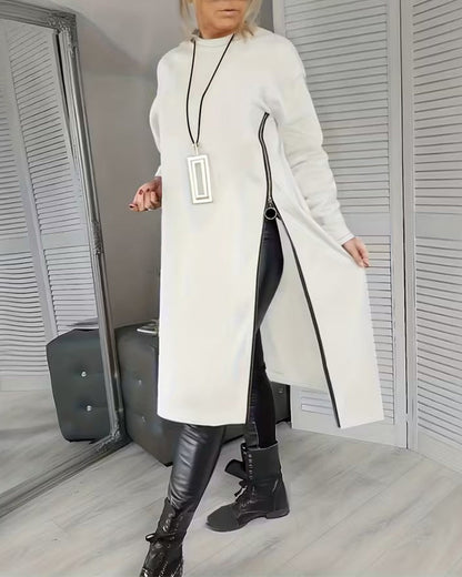 Stylish Large Pocket Zipper Design Dress