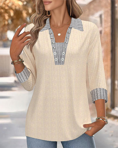 Lapel Long-Sleeved Top