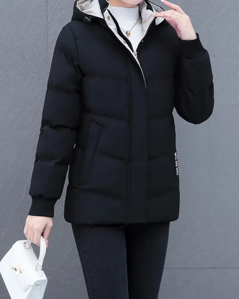 Casual Solid Color Warm Hooded Jacket