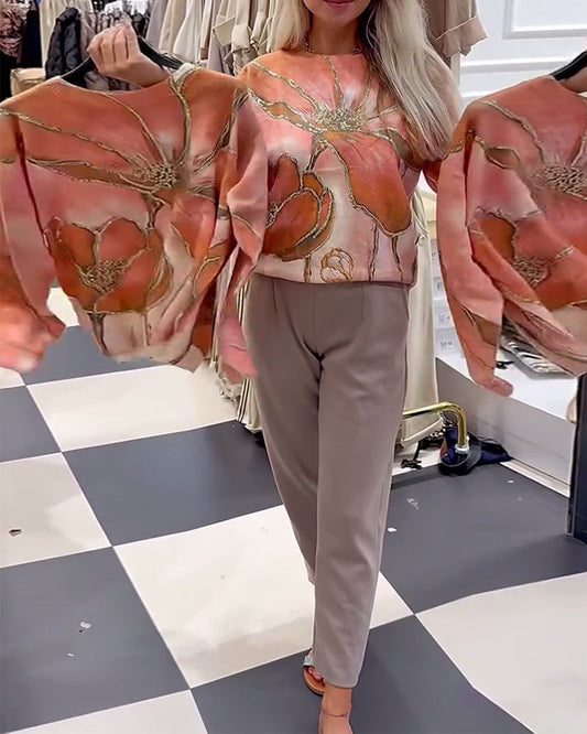 Crew Neck Printed Loose Jumper