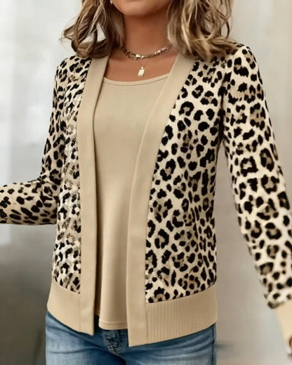 Fake Two-Piece Leopard Print Top