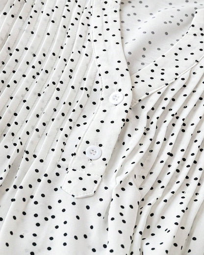Ruffle Sleeve V-Neck Polka Dot Blouse
