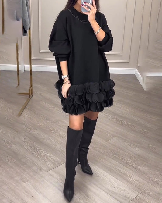 Elegant dress with patchwork petals