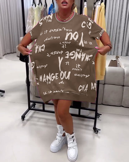 Loose Letter Print Dress