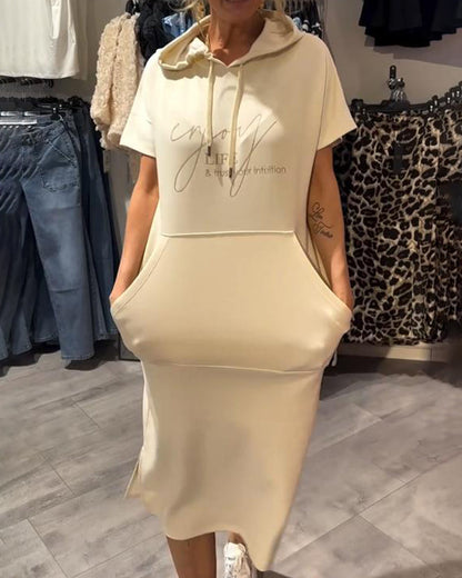 Hooded Casual Drawstring Dress
