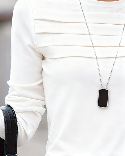 Slim Fit Pleated Long Sleeve Top