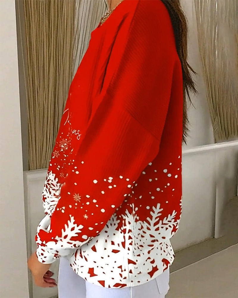 Christmas Tree Print Crew Neck Sweatshirt