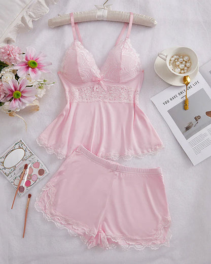 Lace V-neck Camisole and Shorts Sleepwear Set