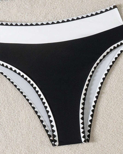 Sexy Contrast Color Split Triangle Bikini