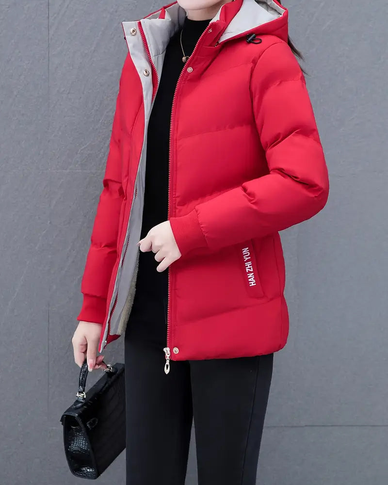 Casual Solid Color Warm Hooded Jacket