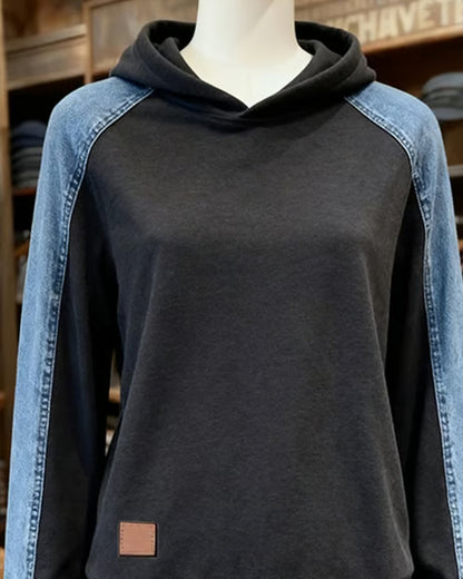 Paneled Contrast Color Hoodie