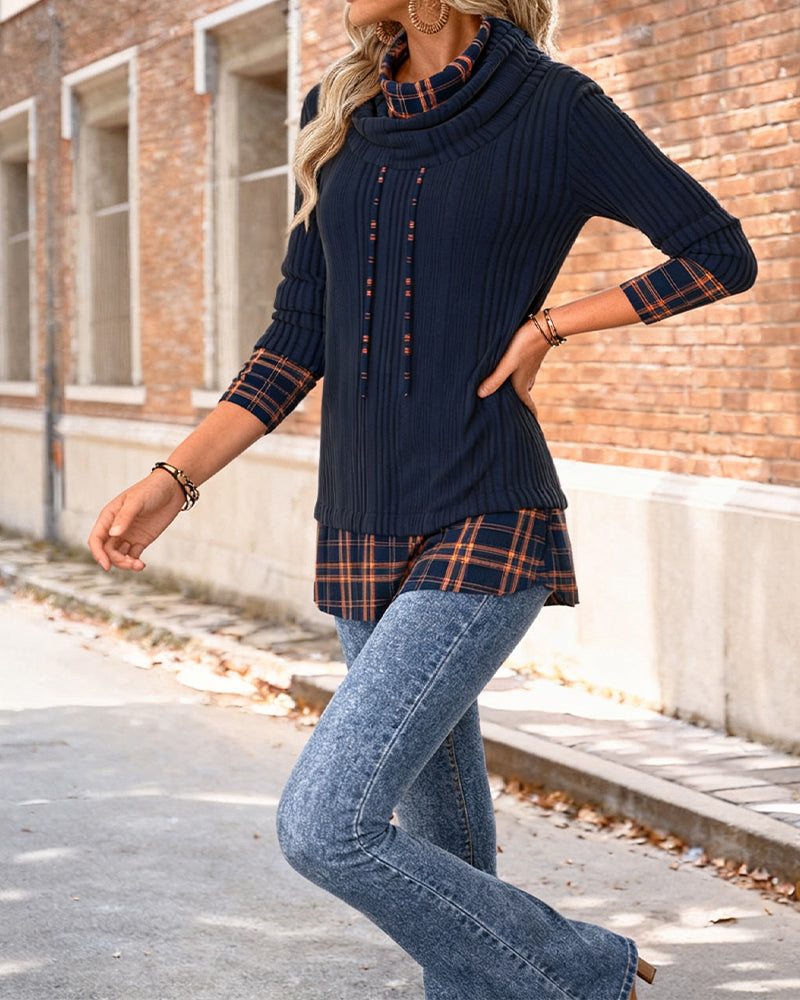 Contrast Color Stitching Fashionable Casual Top