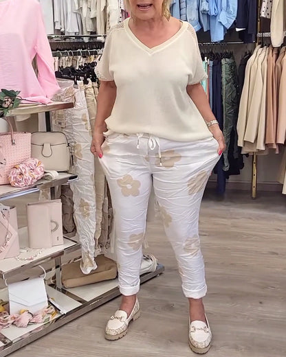 Casual Print Drawstring Pants