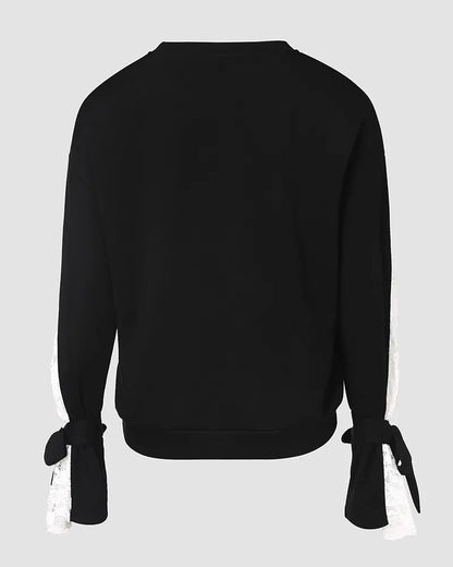 Elegant Ruffled Lace Patchwork Hoodie