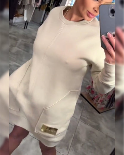 Pullover Pocket Long Sleeve Dress