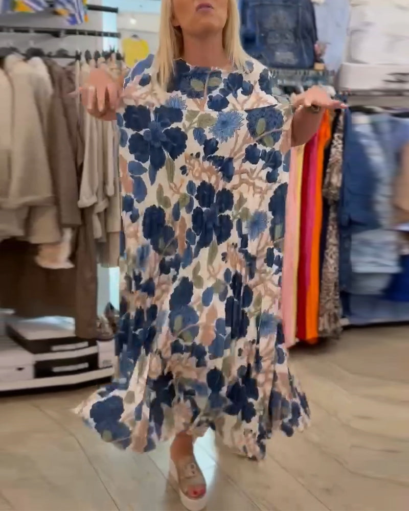 Round Neck Floral Print Elegant Dress