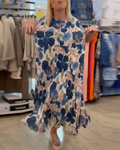 Round Neck Floral Print Elegant Dress