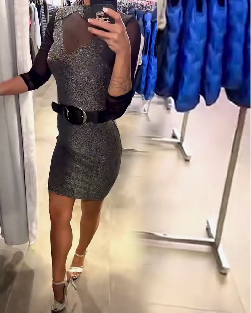 Elegant Solid Color Long-Sleeved Dress