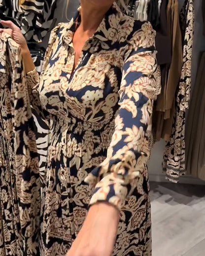 Lapel Print Fashion Dress