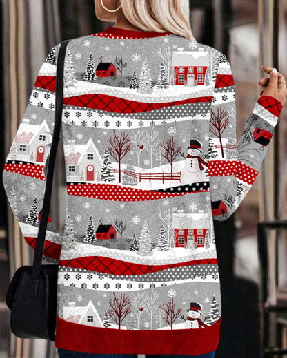 Christmas print cross sweatshirt