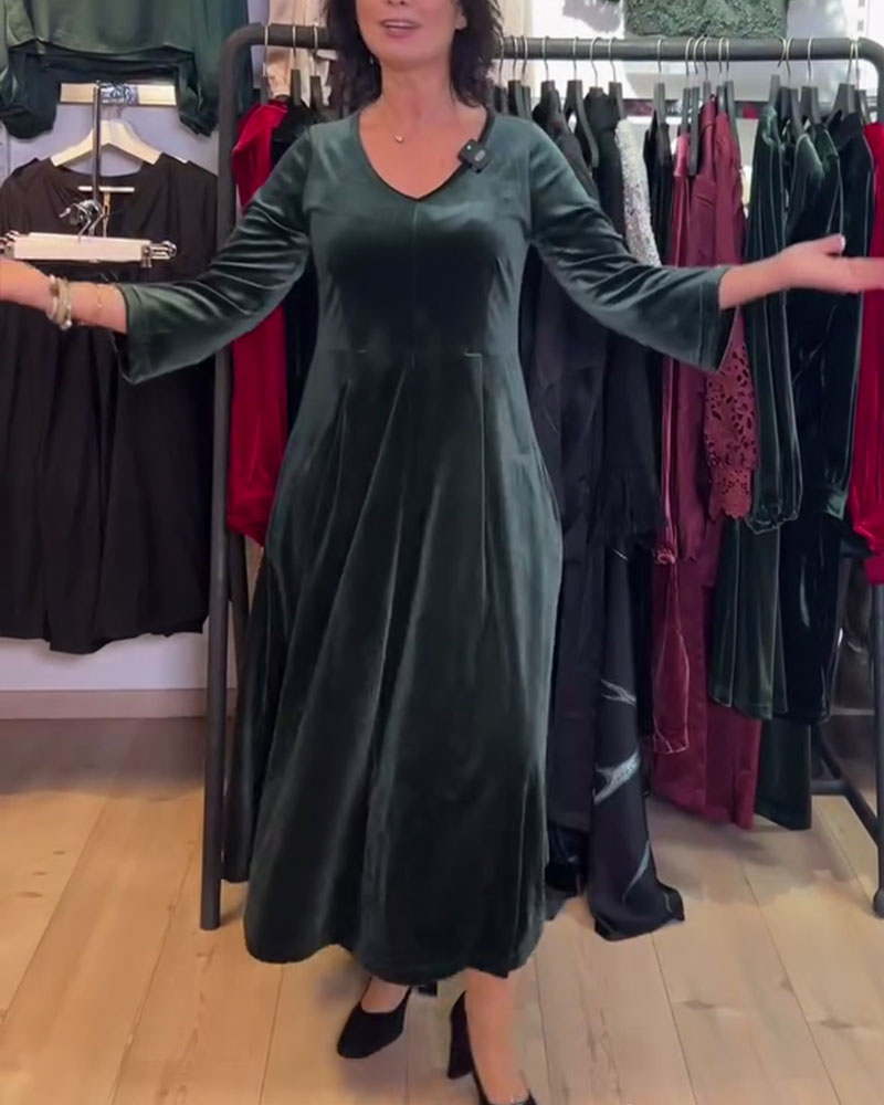 V-Neck Velvet Maxi Dress