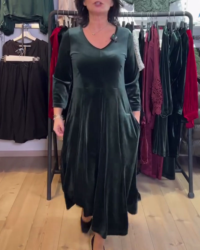 V-Neck Velvet Maxi Dress