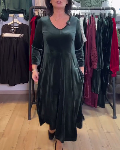 V-Neck Velvet Maxi Dress