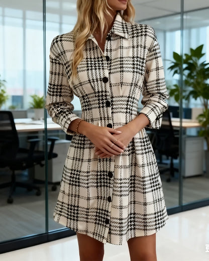 Casual Button-Down Plaid Dress