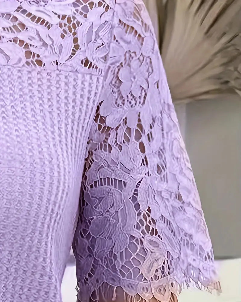 Lace Panel Knitted T-Shirt