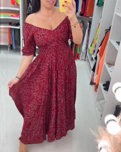 Printed v-neck maxi dress