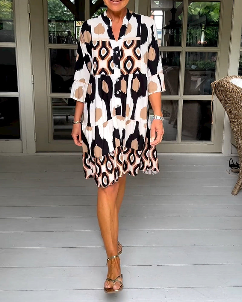 Printed 3/4 sleeve dress
