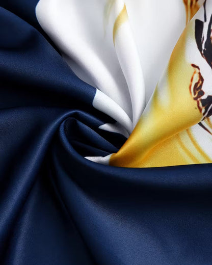 Lapel Straight Shoulder Printed Blouse