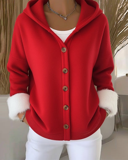 Cozy plush Patchwork Hooded Coat