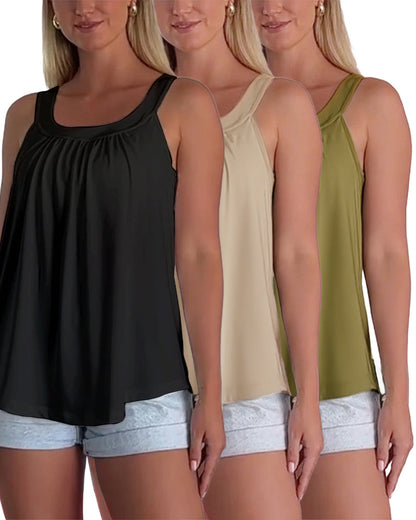 Strapless Pleated Solid Color Tank Top Set