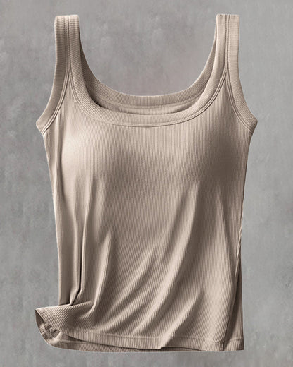 Solid Color Built In Bra Vest