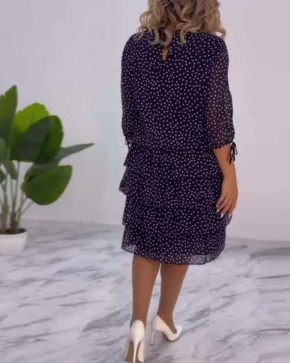 Polka dot print layered elegant dress