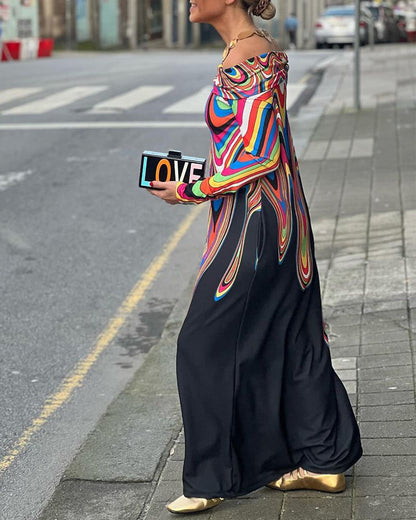 Long sleeve off shoulder elegant maxi dress