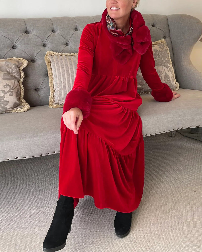 V-neck patchwork dress