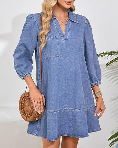 Casual V-Neck Knee-Length Slim Dress