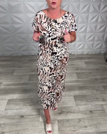 Round Neck Zebra Print Dress