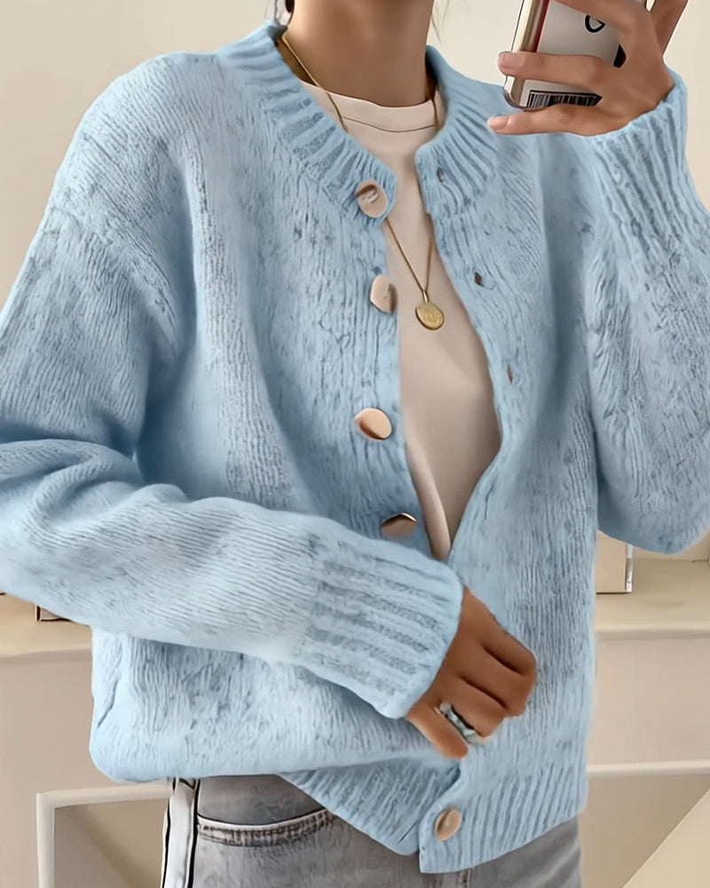 Comfortable Solid Color Cardigan Sweater